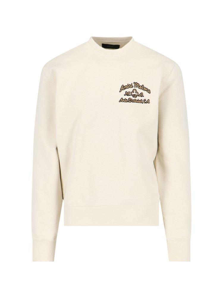 Logo-embroidered Cotton-jersey Sweatshirt In Cream Product Image