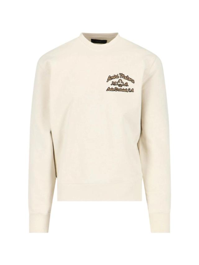 Logo-embroidered Cotton-jersey Sweatshirt In Cream Product Image