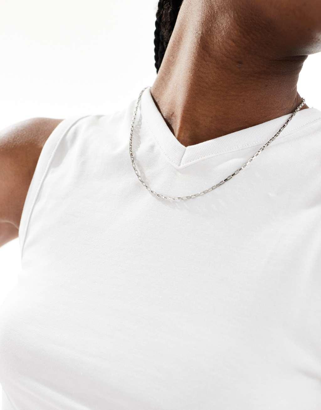 COLLUSION v-neck tank top in white Product Image