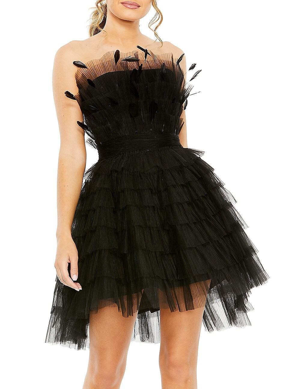 Mac Duggal Feather Tulle Strapless Minidress Product Image