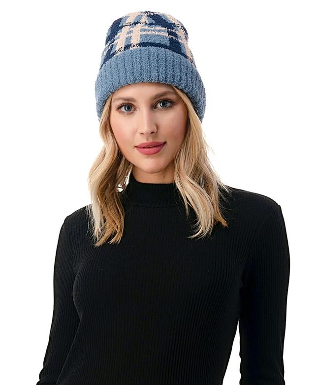 Marcus Adler Womens Cozy Plaid Beanie with Cuff Detail Product Image