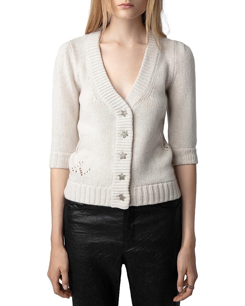 Womens Cashmere Star-Button Cardigan product image