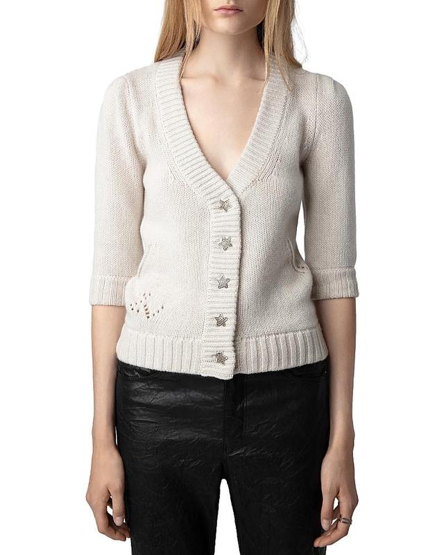 Womens Cashmere Star-Button Cardigan Product Image