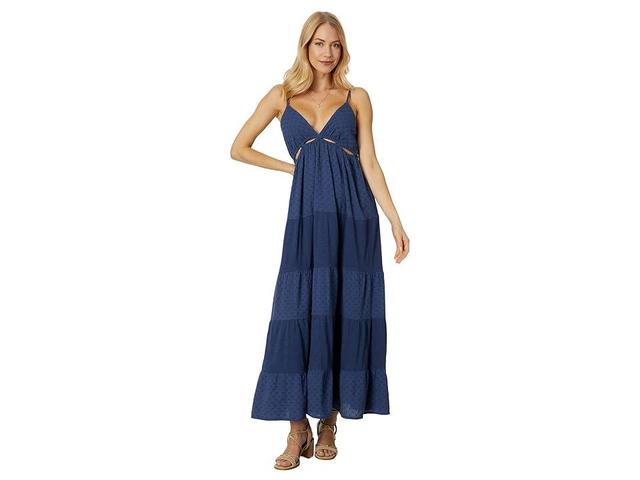 Lucky Brand Cutout Tiered Maxi Dress (Nightshadow Blue) Women's Dress Product Image