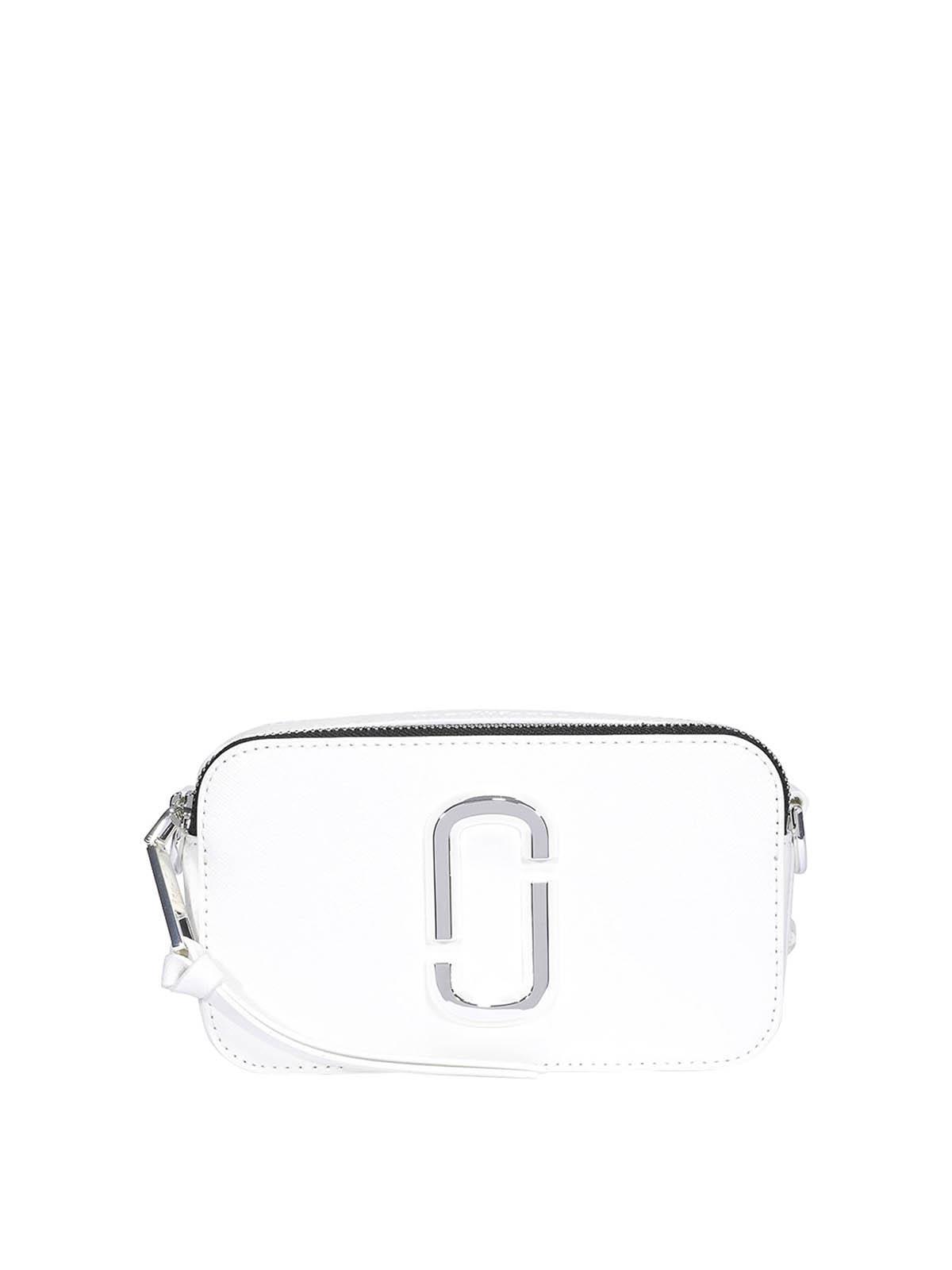 The Snapshot Saffiano Leather Cross Body Bag In White Product Image