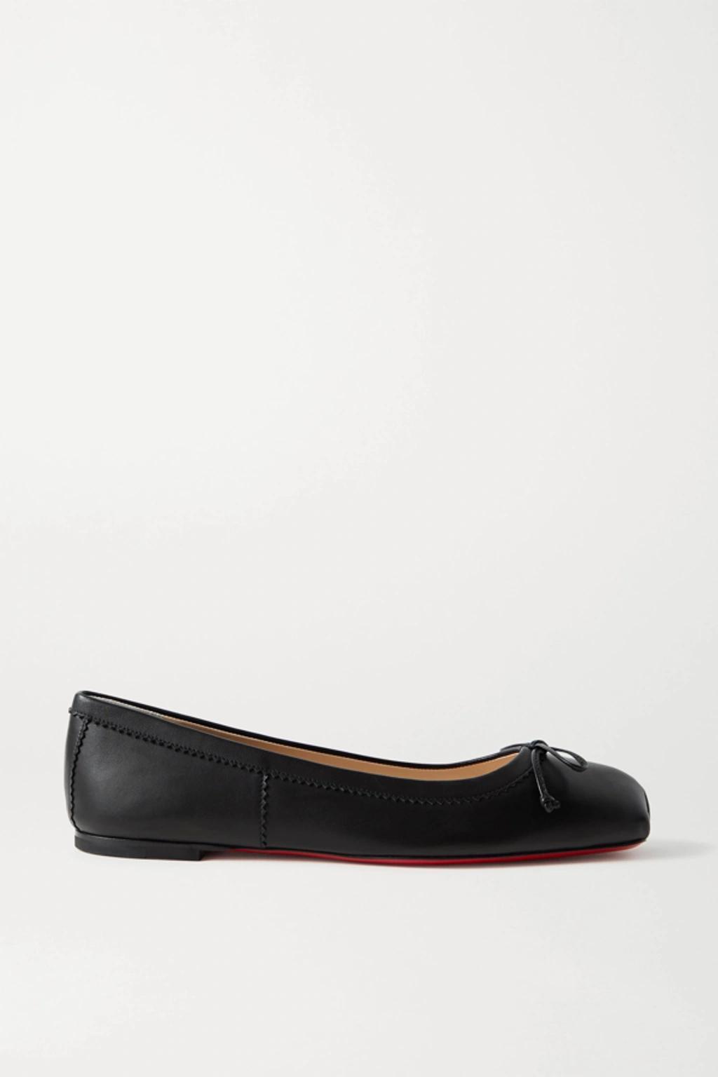 CHRISTIAN LOUBOUTIN Mamadrague Square-toe Leather Ballet Flats In Black Product Image