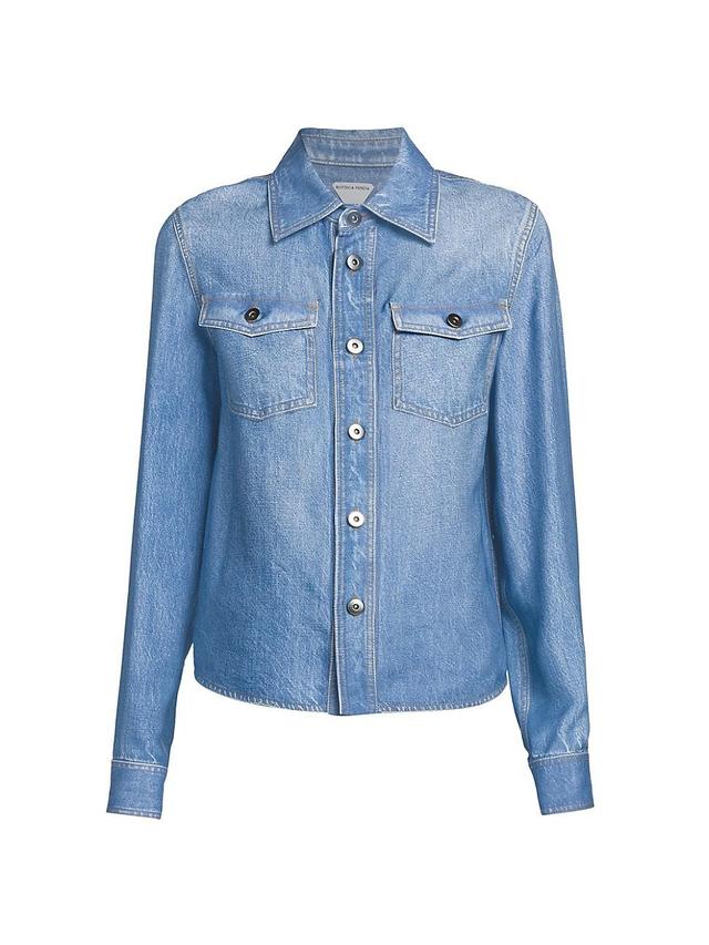 Womens Faded Denim-Like Shirt Product Image