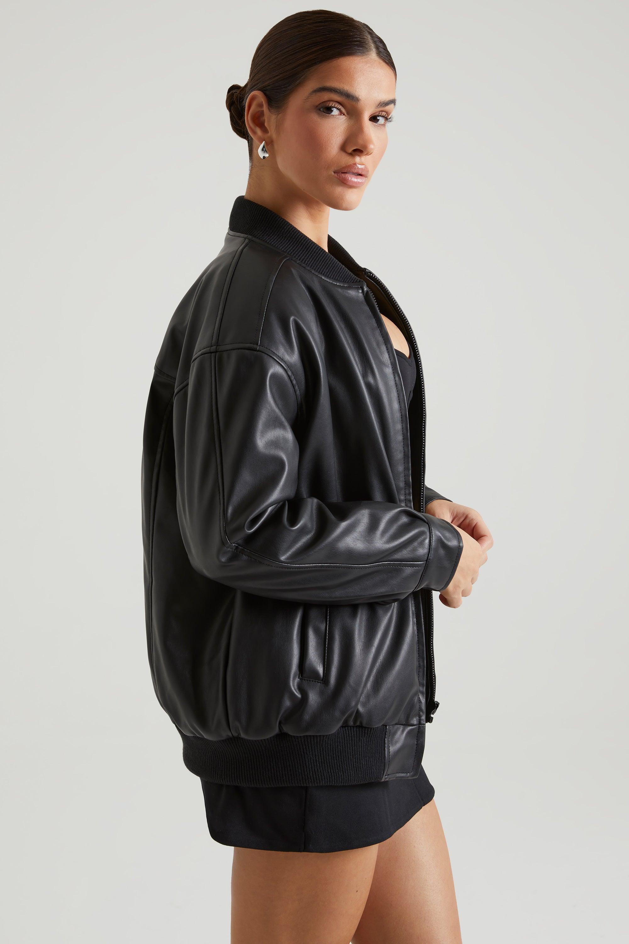 Faux Leather Jacket in Black Product Image