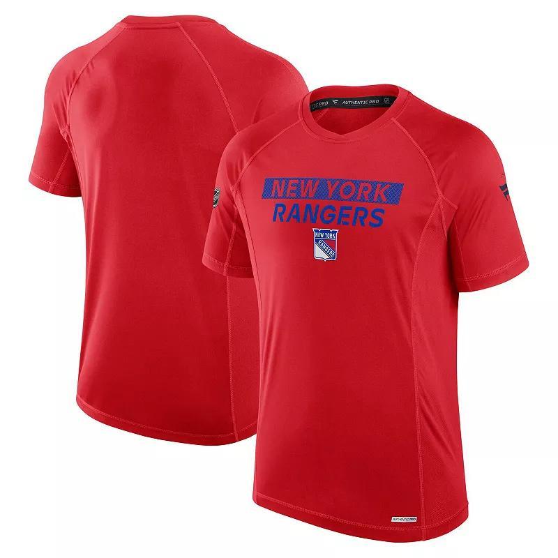 Mens Fanatics Red New York Rangers Authentic Pro Rink Tech T-Shirt Product Image