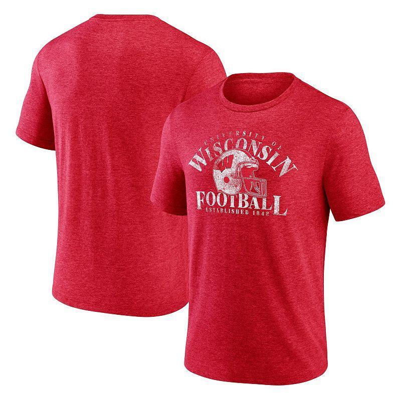 Mens Fanatics Branded Heathered Wisconsin Badgers Logo Hometown Tri-Blend T-Shirt Product Image