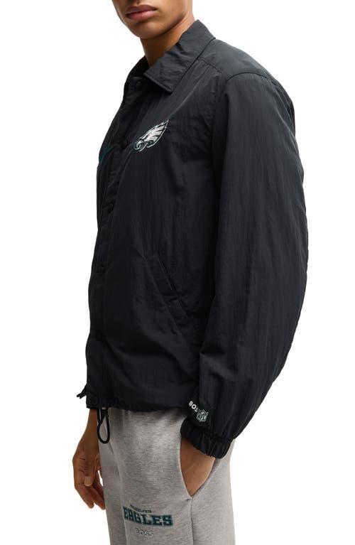 HUGO BOSS Boss X Nfl Embroidered Branding Water-repellent Jacket In Eagles Charcoal Product Image