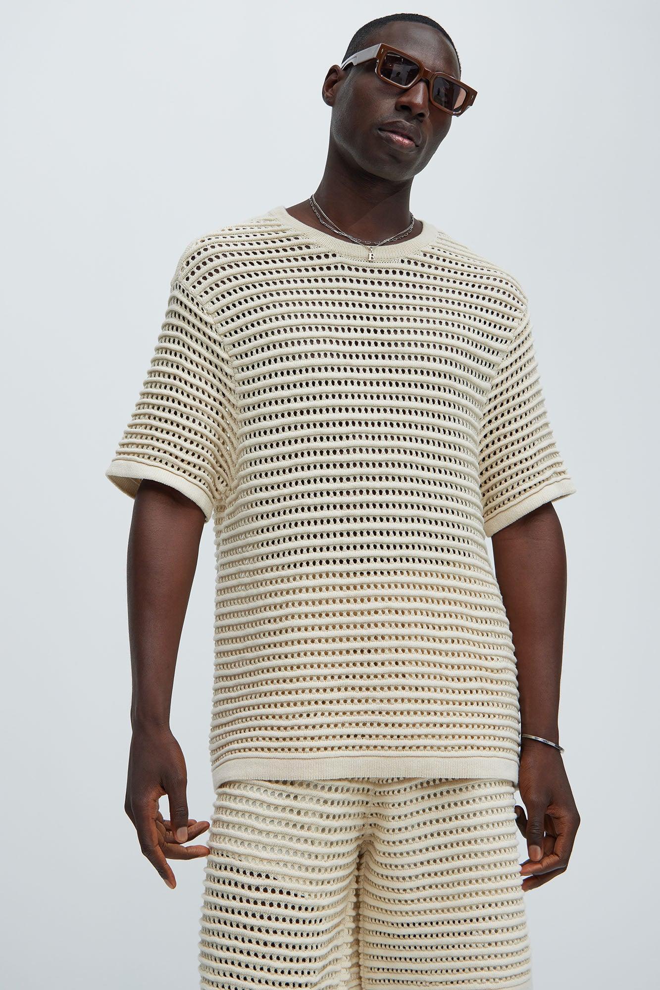 Milton Textured Crew Neck Tee - Off White Product Image