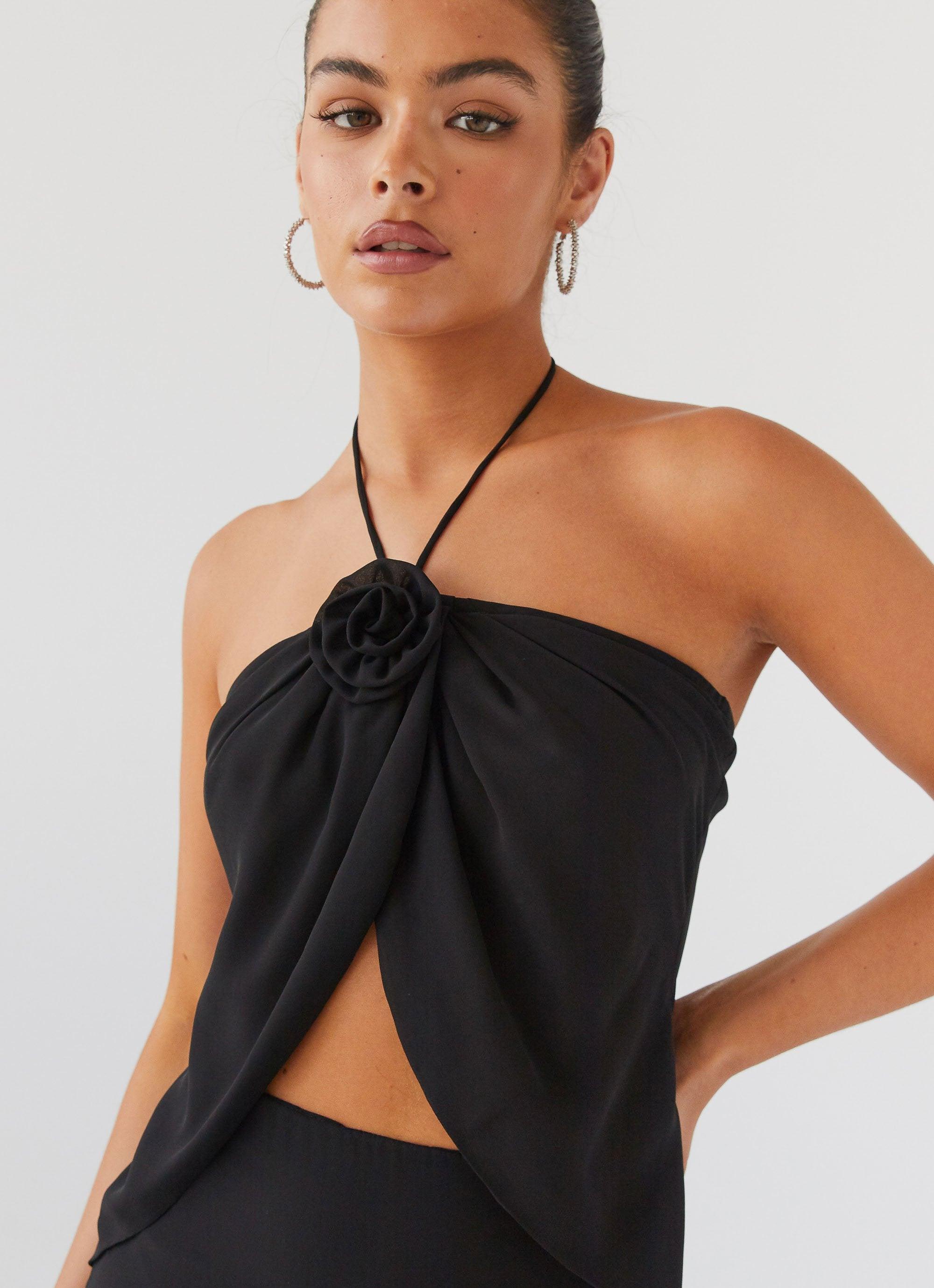 Nightfall Rose Tie Top - Midnight Product Image