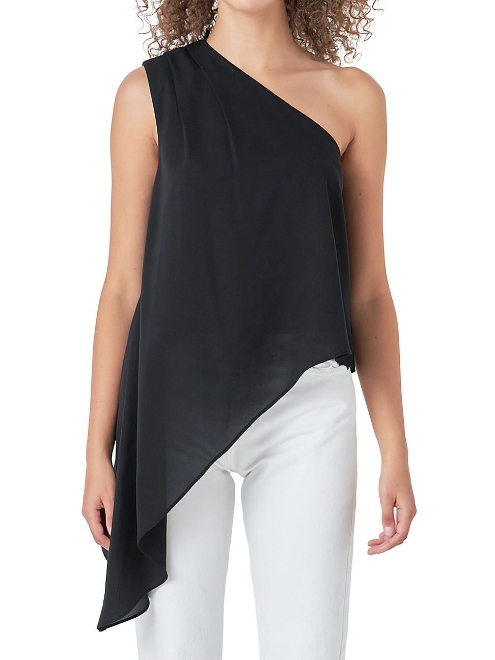 Womens One Shoulder Waterfall Top Product Image