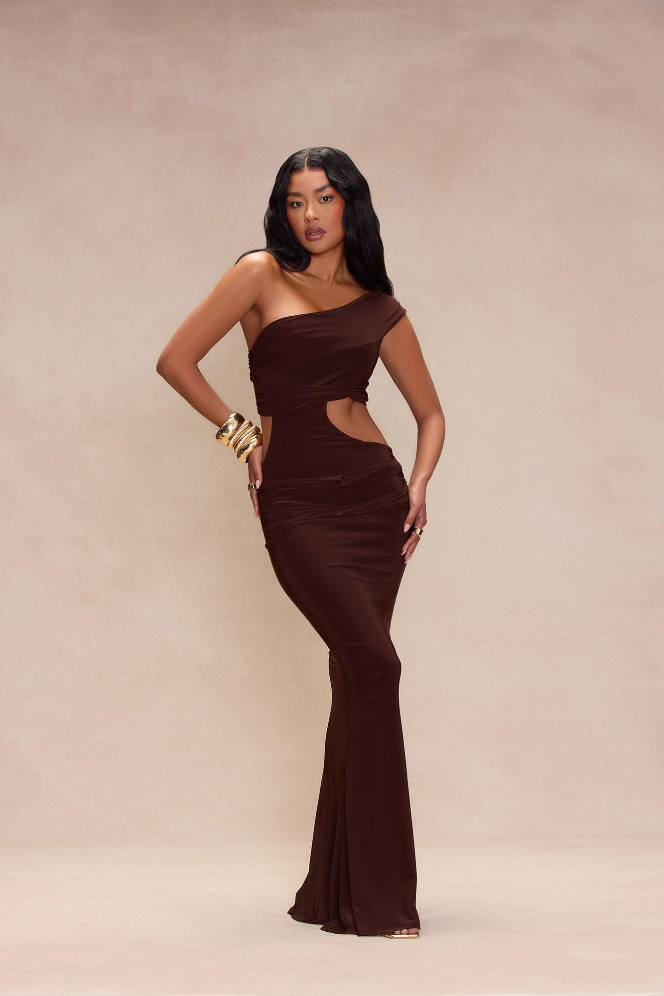 Naya Cut Out Maxi Dress - Brown Product Image