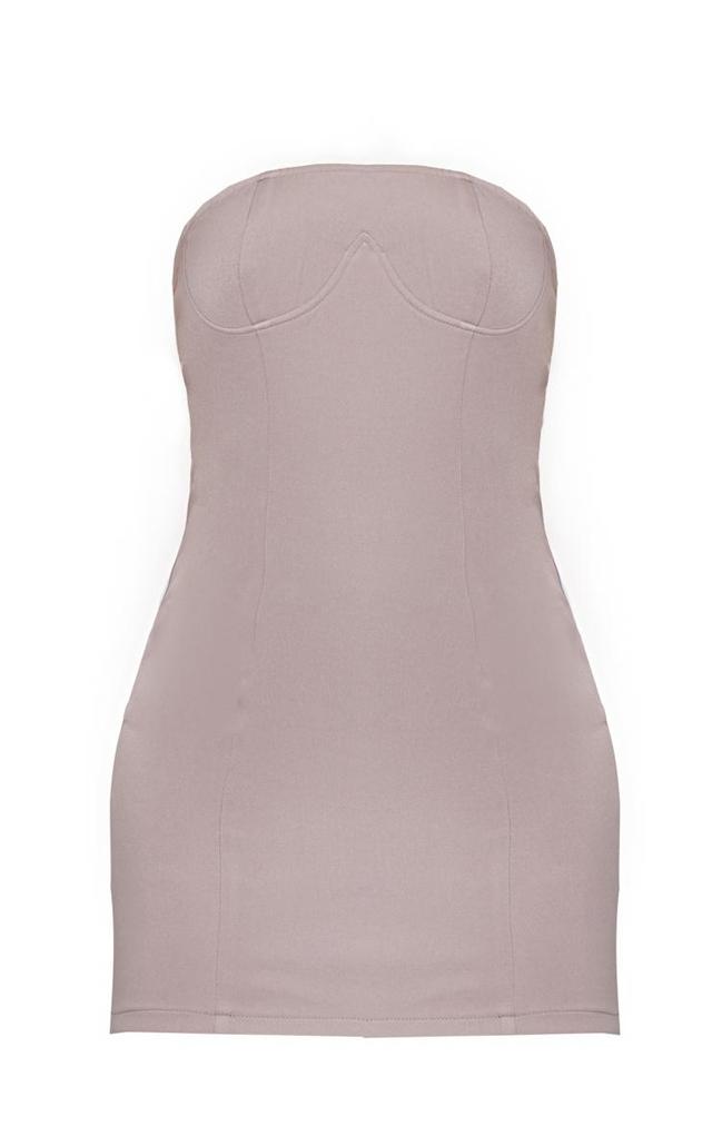 Taupe Woven Bandeau Under Bust Detail Bodycon Dress Product Image