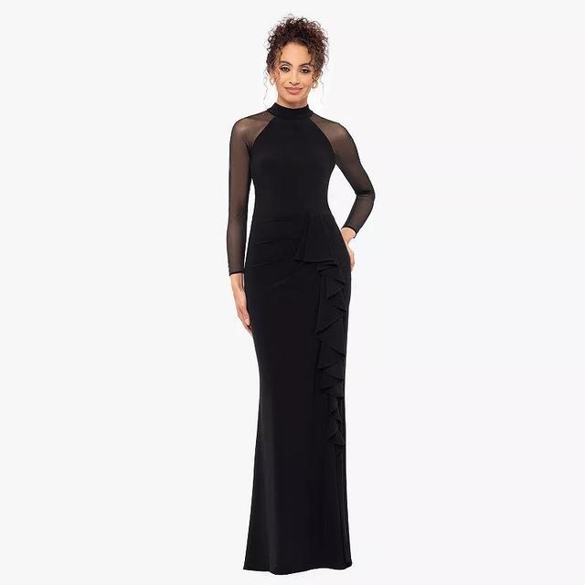 Womens BA Nites Long Mock Neck Mesh Sleeve Gown Product Image