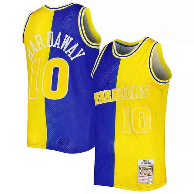 Mens Mitchell & Ness Tim Hardaway Royal/Gold Golden State Warriors Hardwood Classics 1990-91 Split Swingman Jersey Product Image