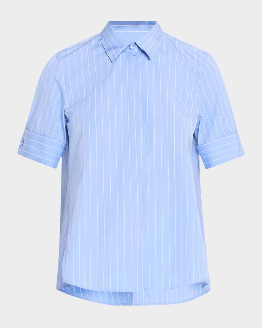 Striped Poplin Short-Sleeve Trapeze Shirt product image