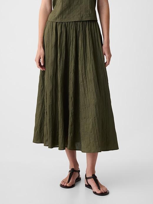 Textured Crinkle Pull-On Midi Skirt Product Image