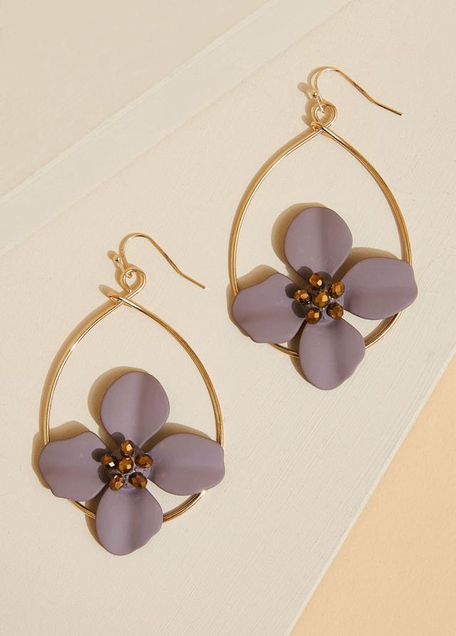 Crystal Flower Hoop Earrings Product Image