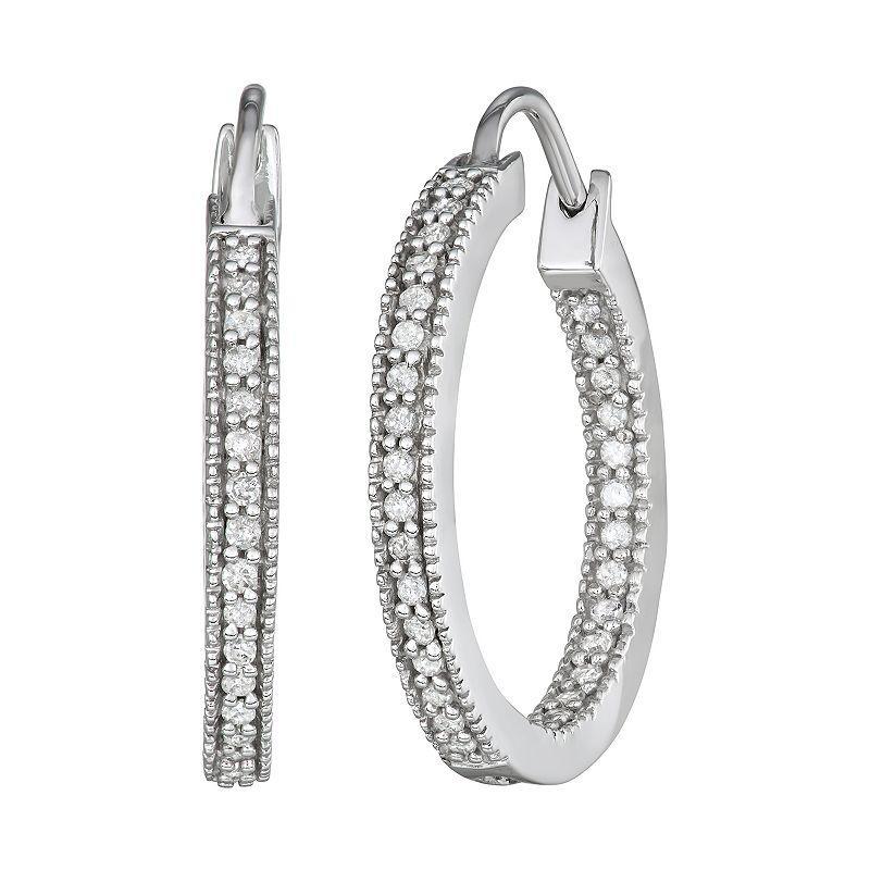 1/2 Carat T.W. Diamond Inside-Out Hoop Earrings, Womens, White Product Image