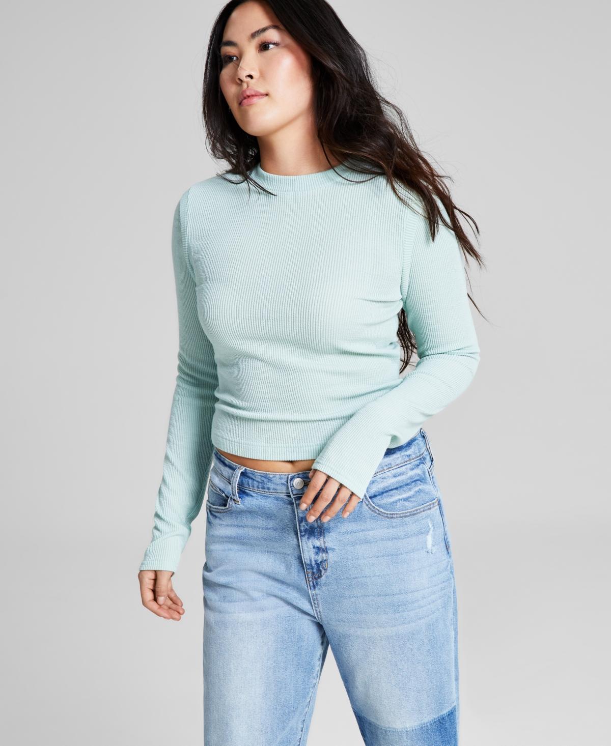 And Now This Womens Ribbed Crewneck Long-Sleeve T-Shirt Product Image