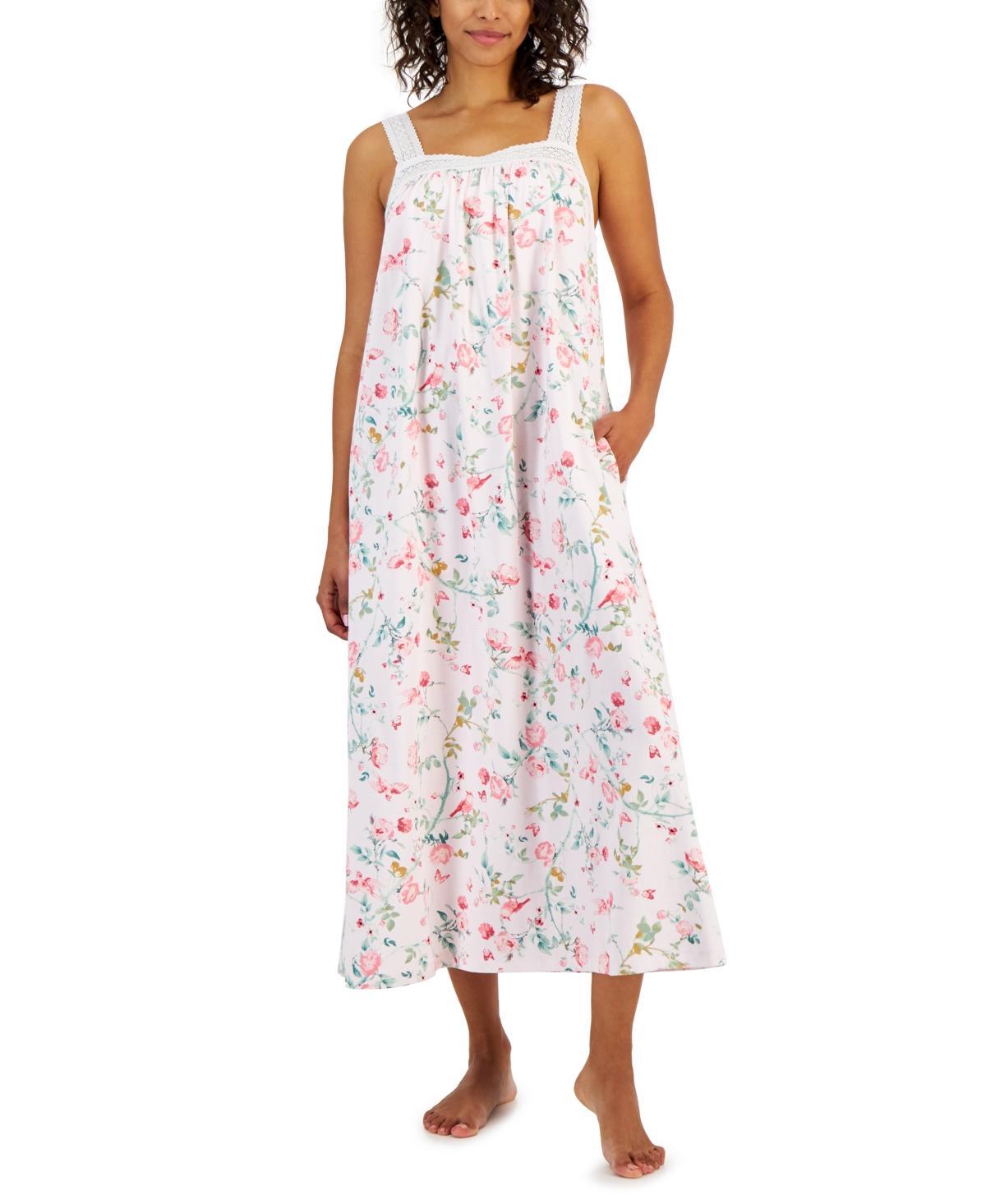 Charter Club Womens Cotton Floral Lace-Trim Nightgown, Created for Macys Product Image