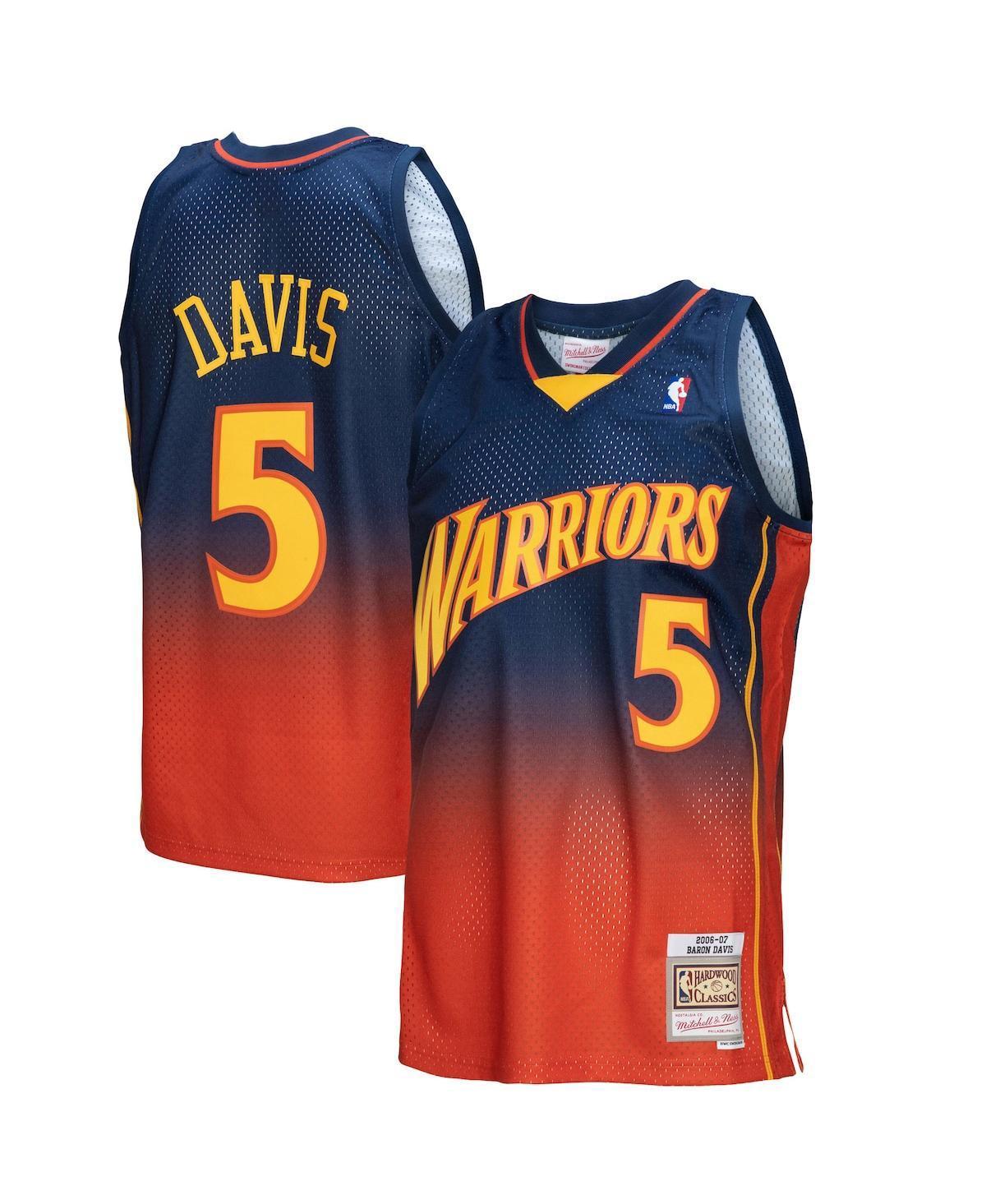 Mens Mitchell & Ness Baron Davis /Orange Golden State Warriors 2006/07 Hardwood Classics Fadeaway Swingman Player Jersey Blue Product Image