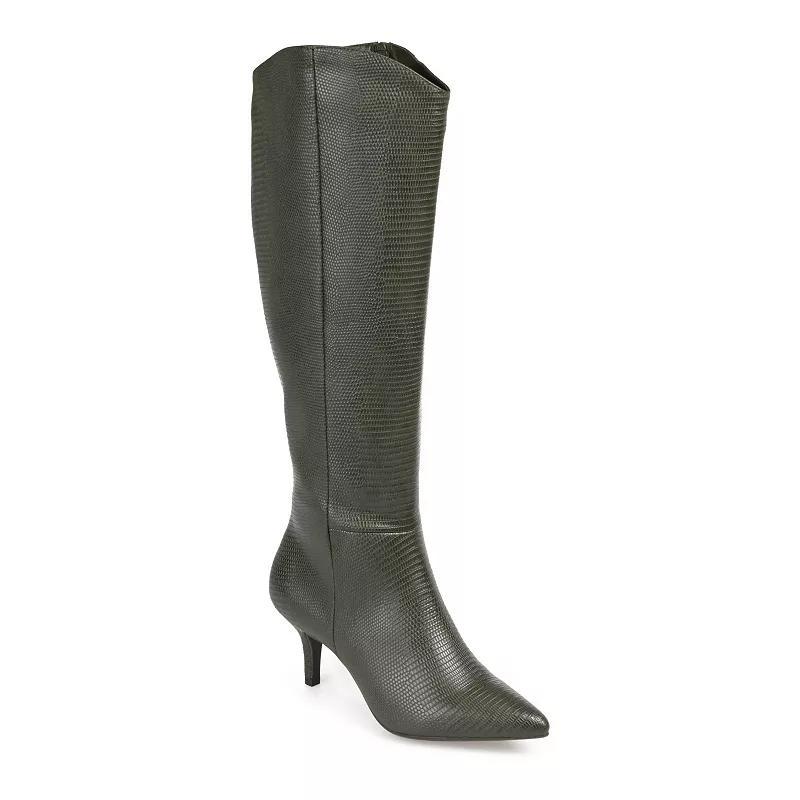 Journee Collection Estrella Womens Faux Lizard Knee-High Boots Green Product Image