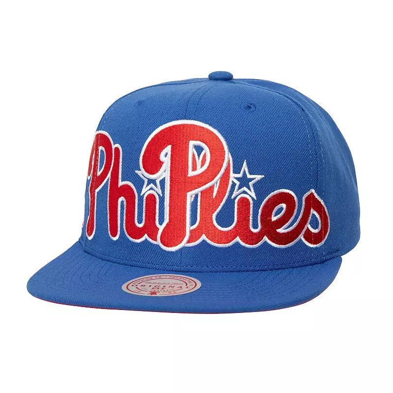 Mens Mitchell & Ness Royal Philadelphia Phillies Full Frontal Snapback Hat Product Image