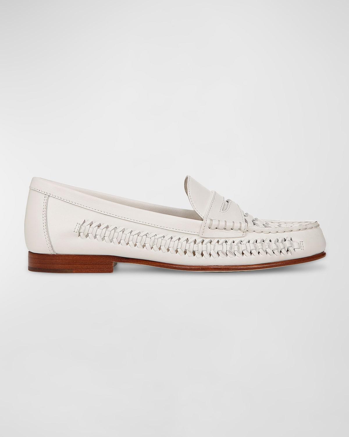 Woven Leather Penny Loafers Product Image