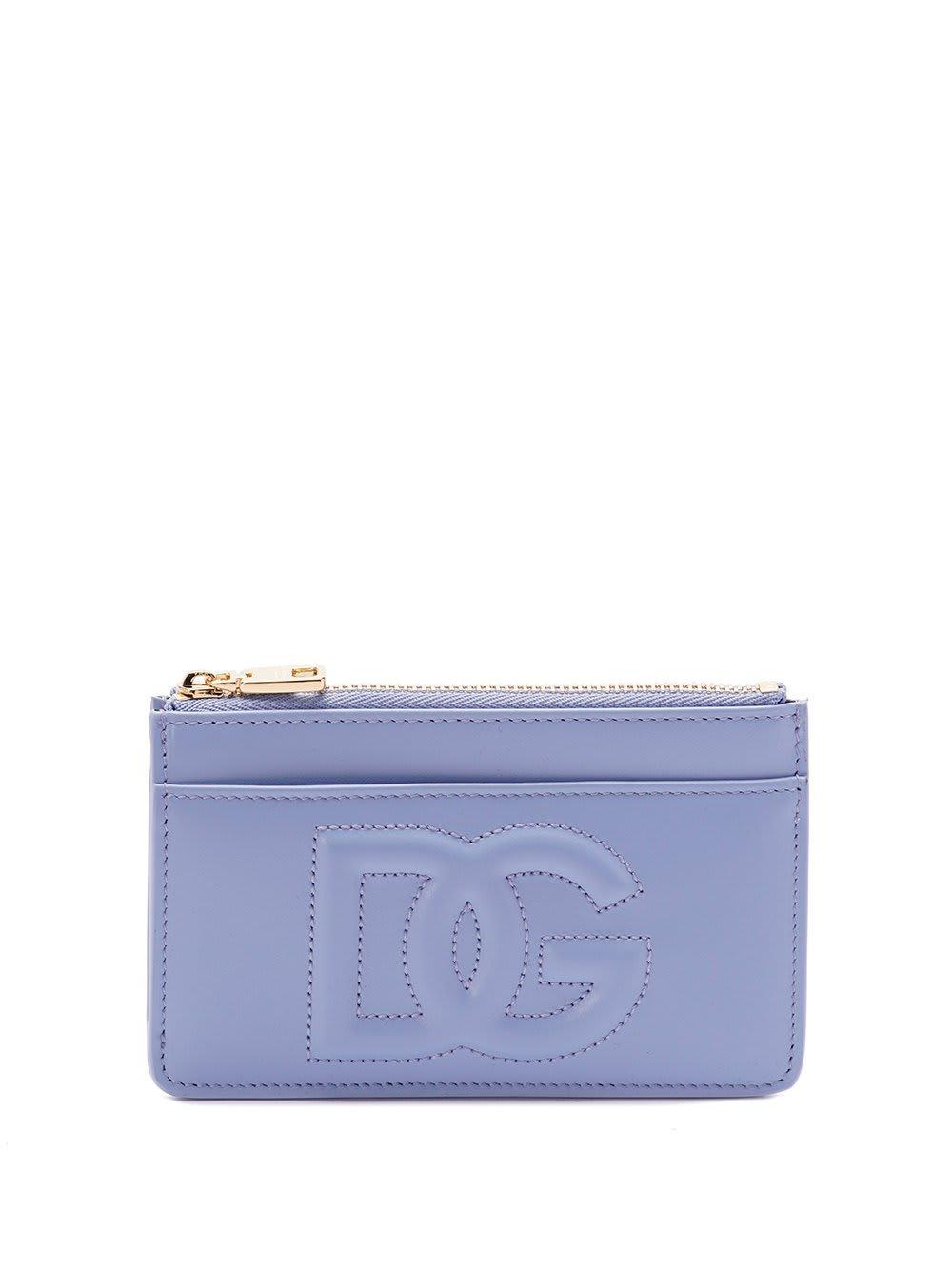 Logo Embossed Zipped Wallet In Clear Blue Product Image