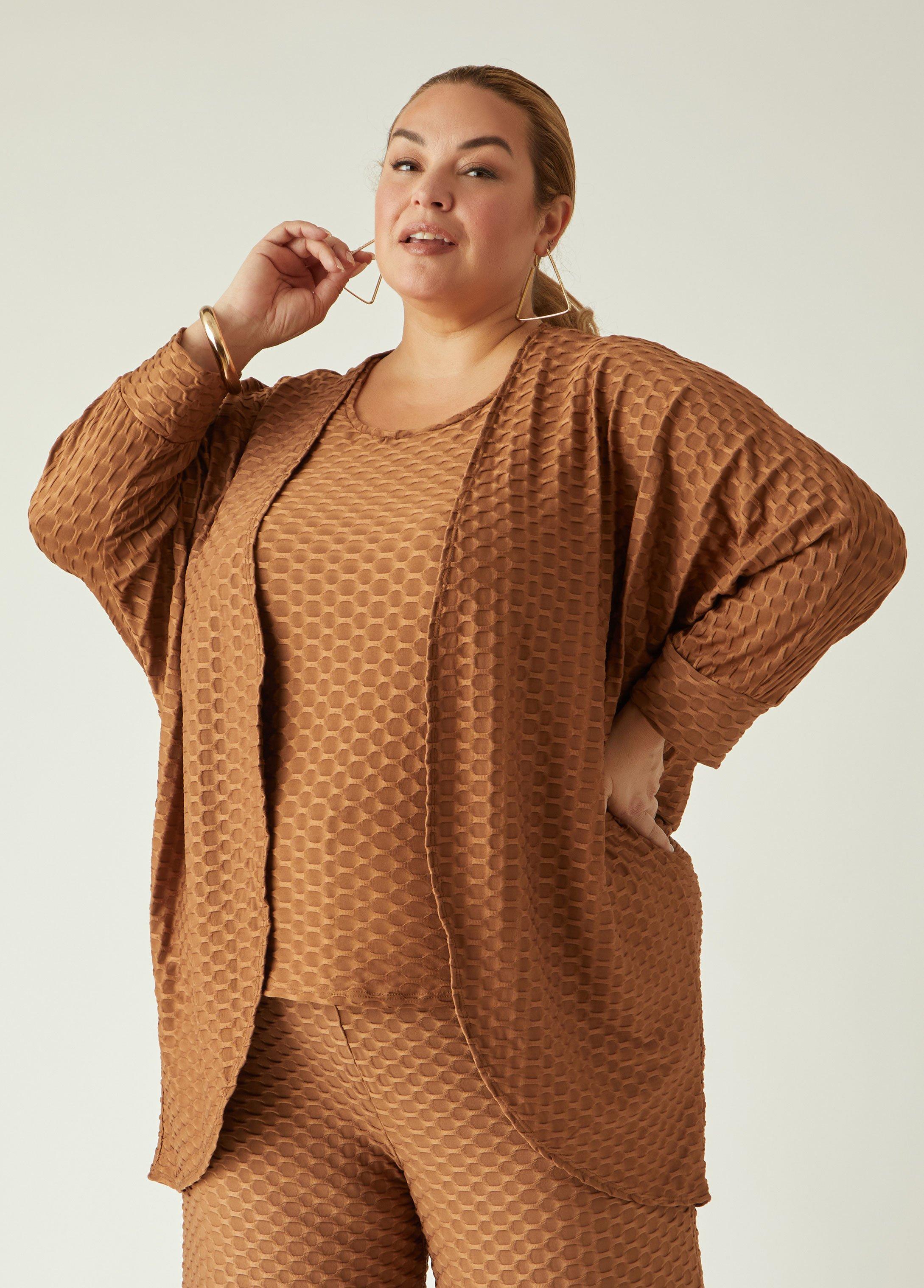 Plus Size Honeycomb Knit Cardigan Ashley Stewart Product Image