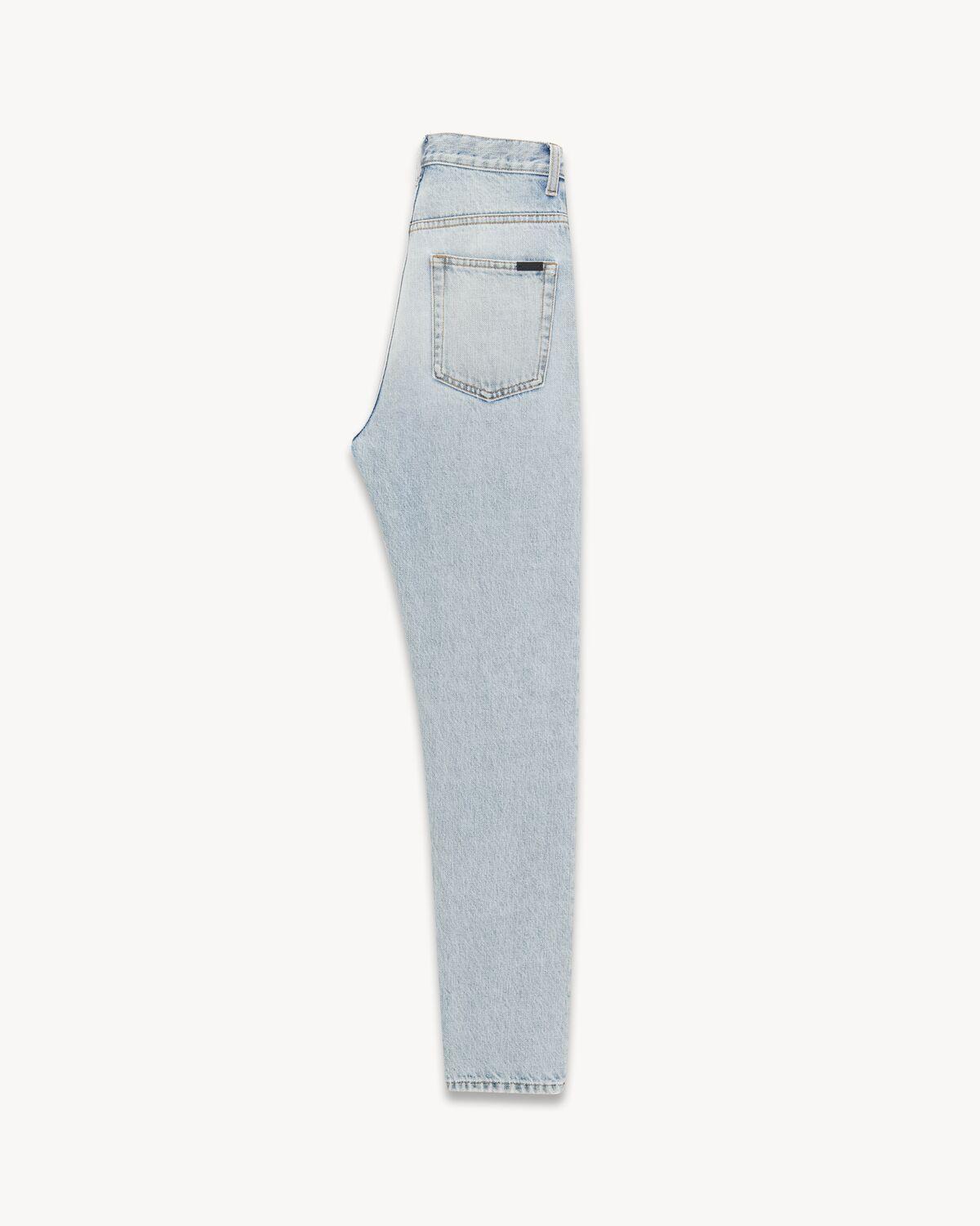 80's Cropped Jeans in Light Caribbean Blue Denim | Saint Laurent | YSL.com Product Image