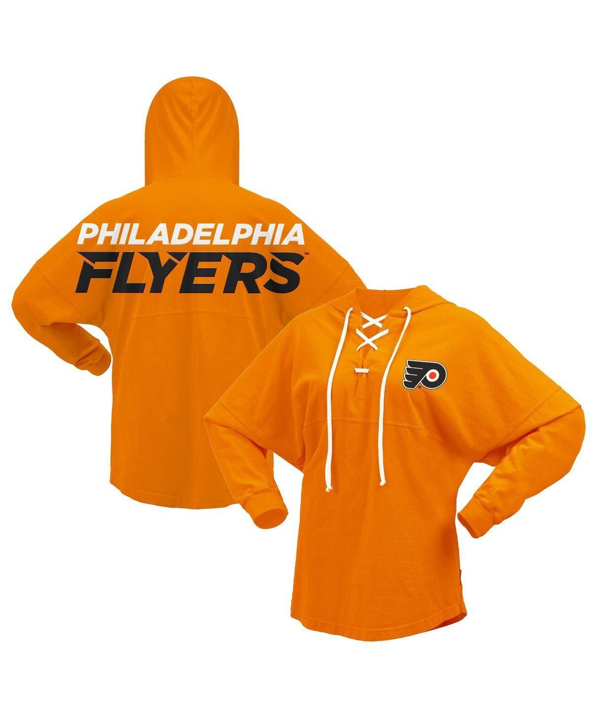 Womens Fanatics Orange Philadelphia Flyers Jersey Lace-Up V-Neck Long Sleeve Hoodie T-shirt Product Image