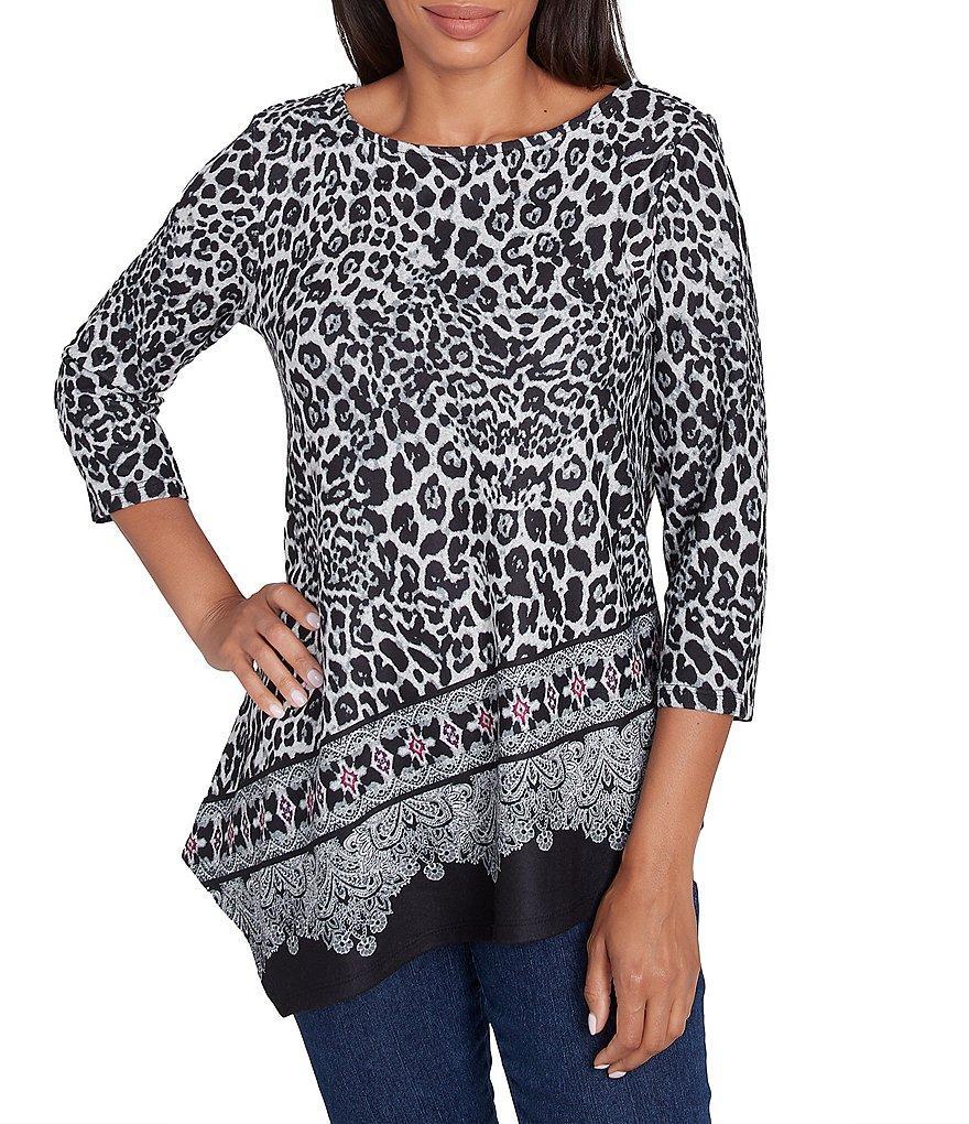 Ruby Rd. Petite Size Knit Paisley Crew Neck 3/4 Sleeve Top product image