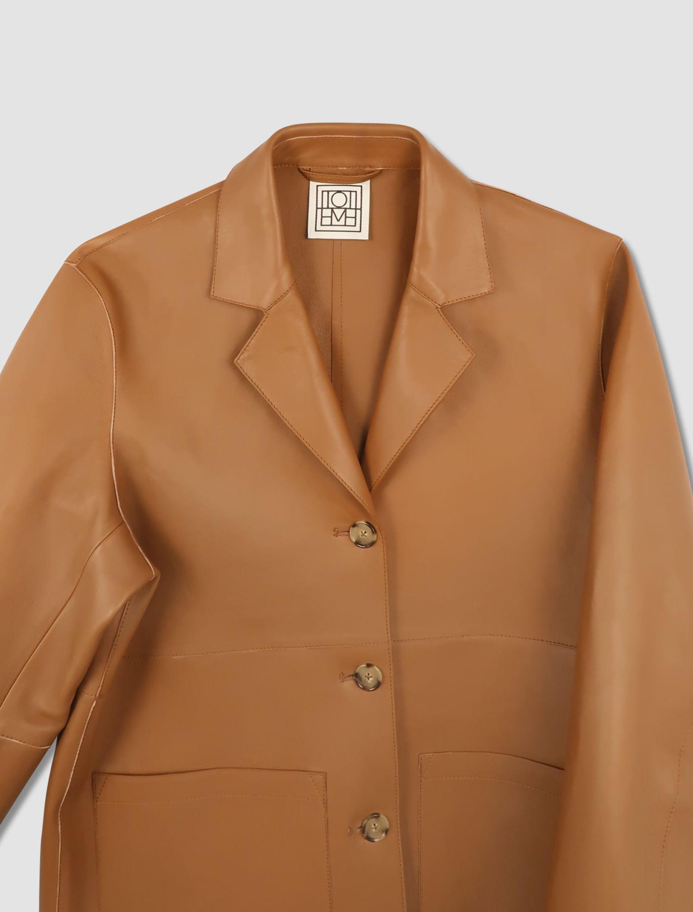 Clean Leather Jacket In Brown Product Image