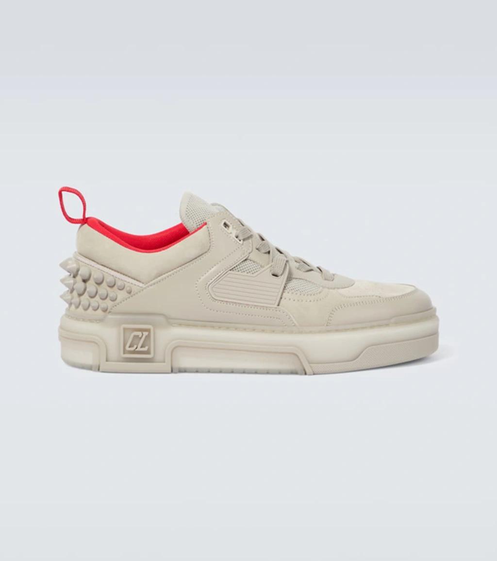 CHRISTIAN LOUBOUTIN Astroloubi Leather And Suede Sneakers In Goose Product Image