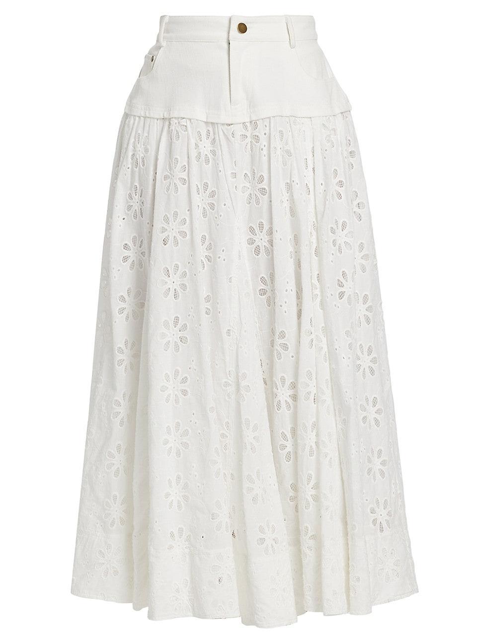 Womens Adina Cotton Lace Midi Skirt Product Image