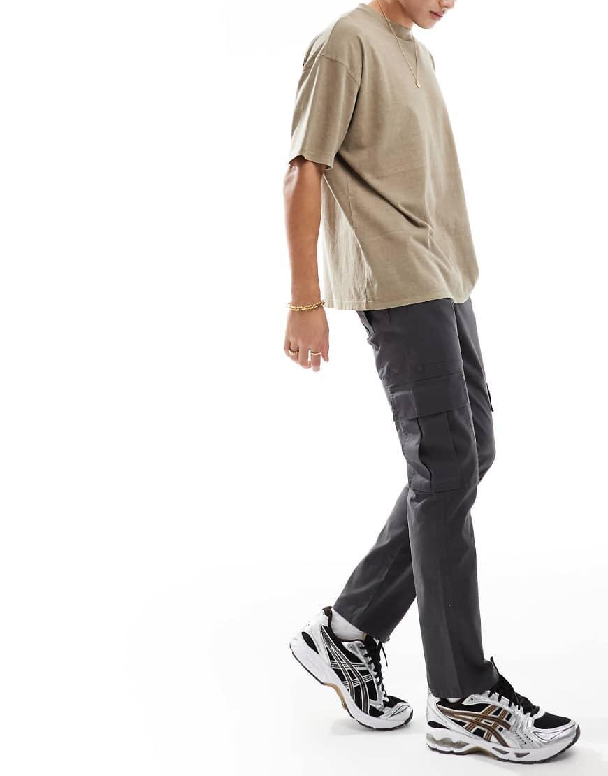 ASOS DESIGN slim cargo pants in charcoal Product Image