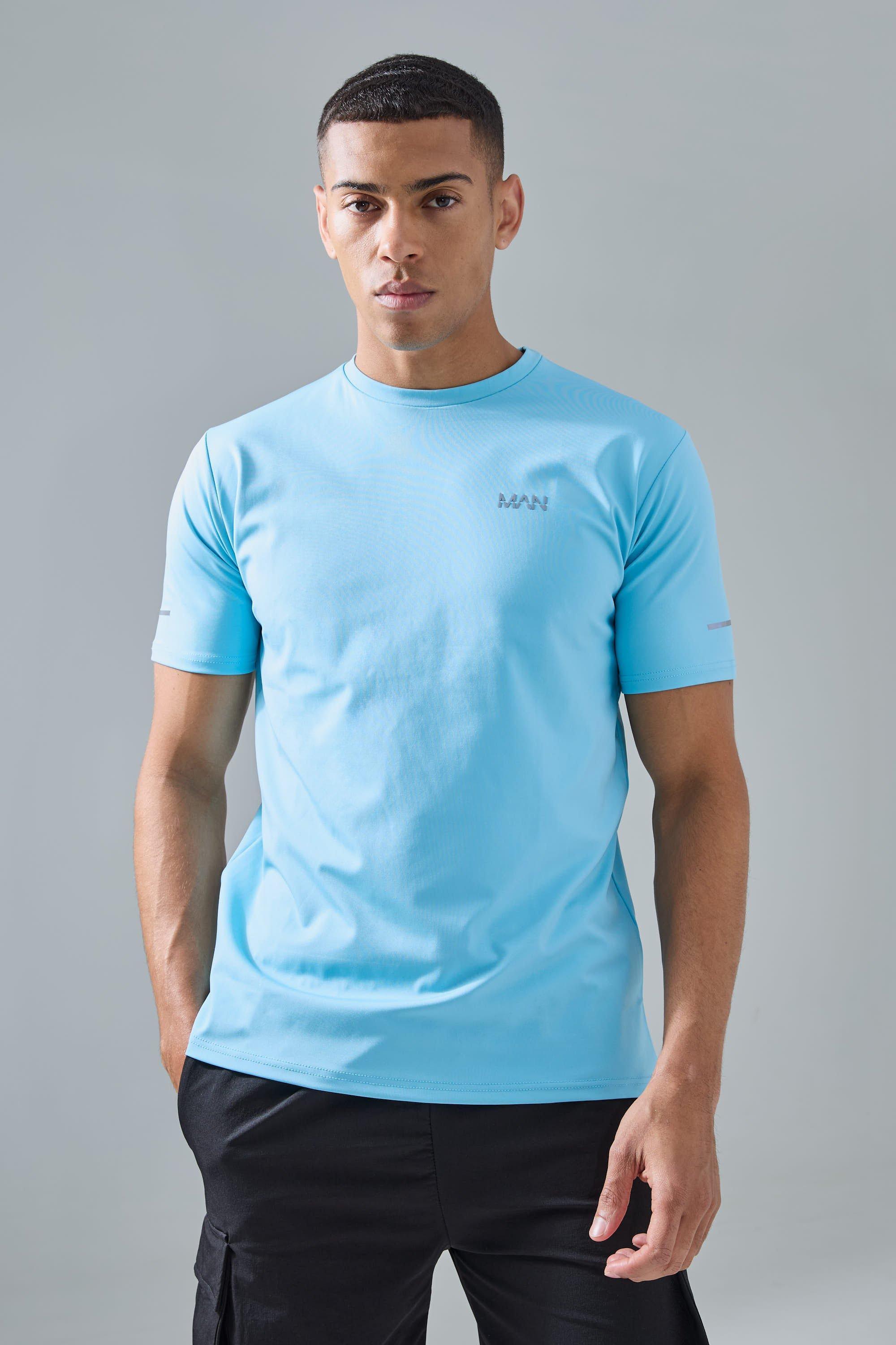 Mens Blue Man Active Performance T-shirt, Blue Product Image