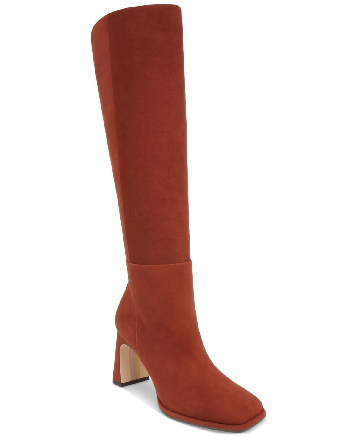 Sam Edelman Womens Issabel Square-Toe Sculpted-Heel Wide Calf Tall Dress Boots Product Image