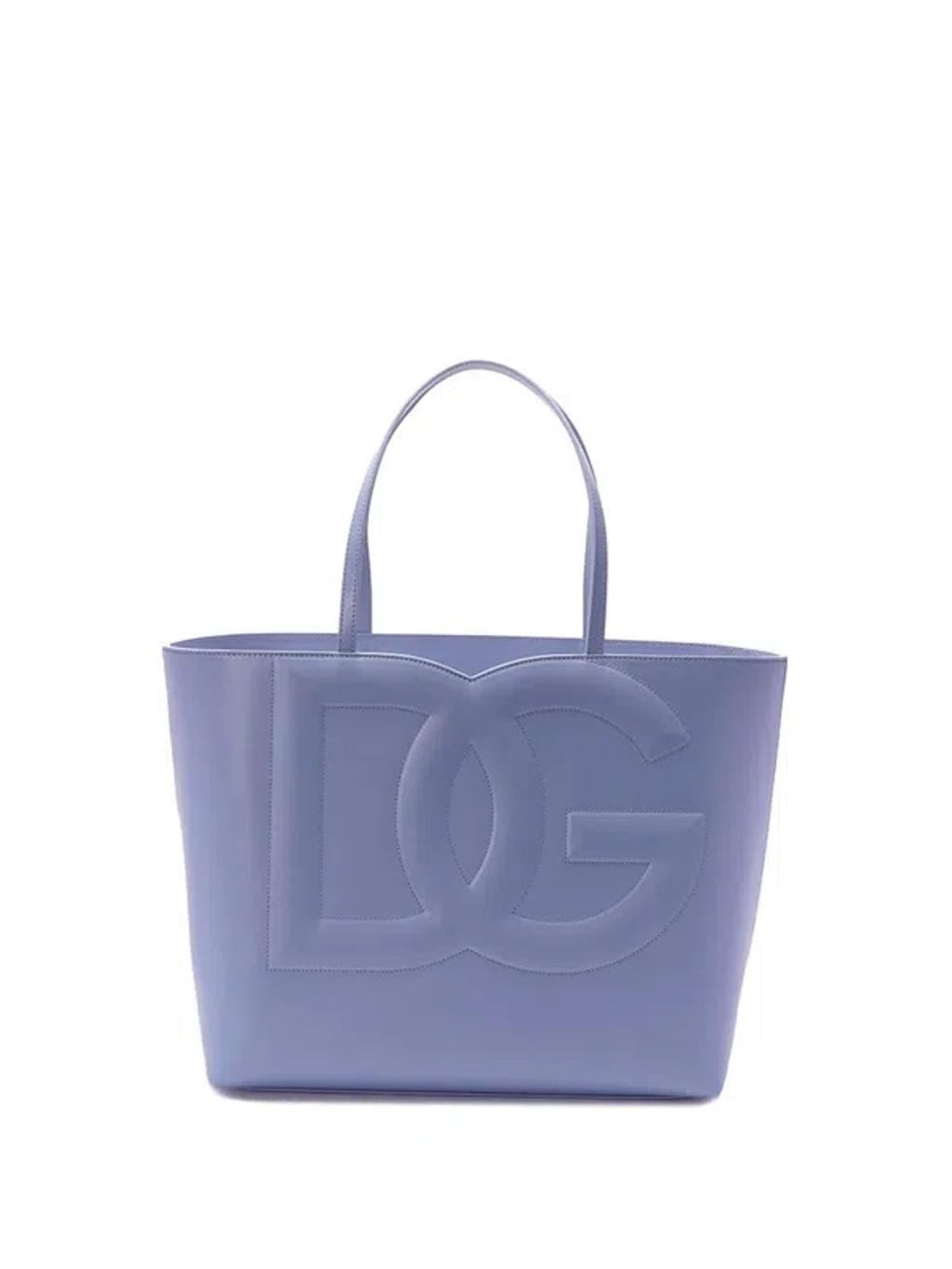 Logo Embossed Medium Shopper Bag In Blue Product Image