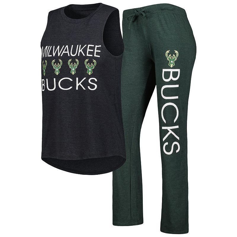 Womens Concepts Sport Hunter Green, Black Milwaukee Bucks Team Tank Top and Pants Sleep Set Product Image