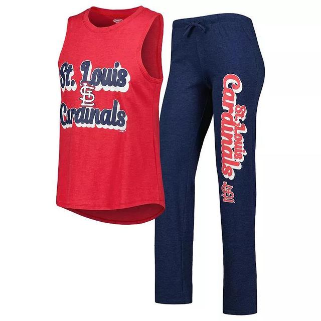 Womens Concepts Sport /Red St. Louis Cardinals Wordmark Meter Muscle Tank Top & Pants Sleep Set Blue Product Image