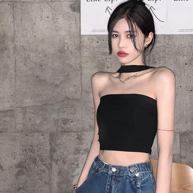 Halter Plain Crop Top Product Image