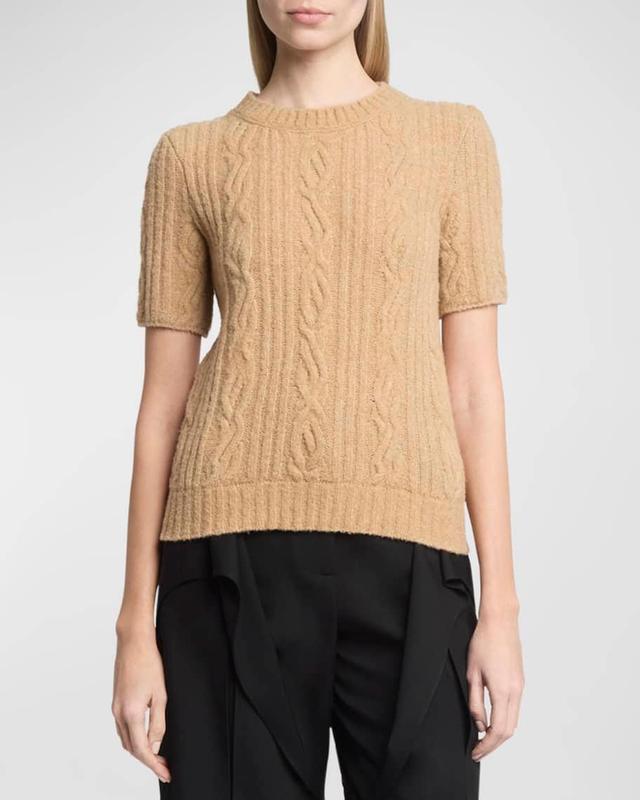 Cable Knit Short-Sleeve Sweater Product Image