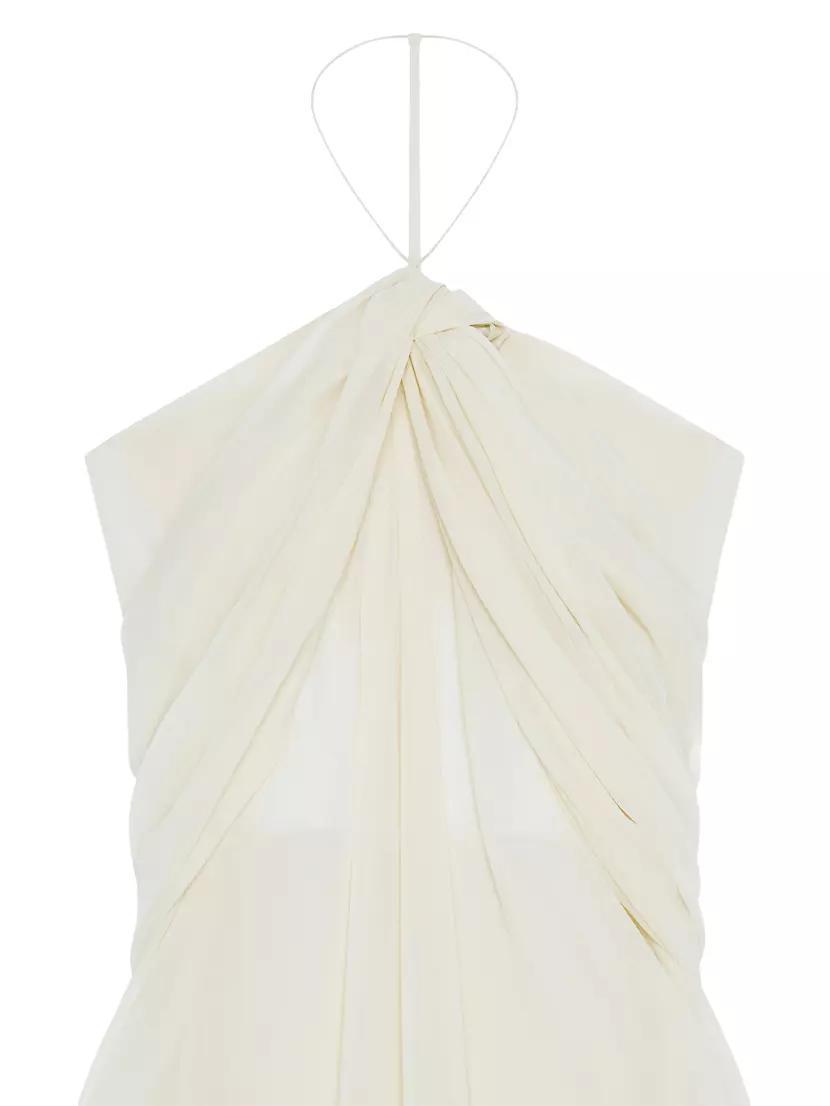 Evening Draped Dress in Silk with Crystals Detail Product Image