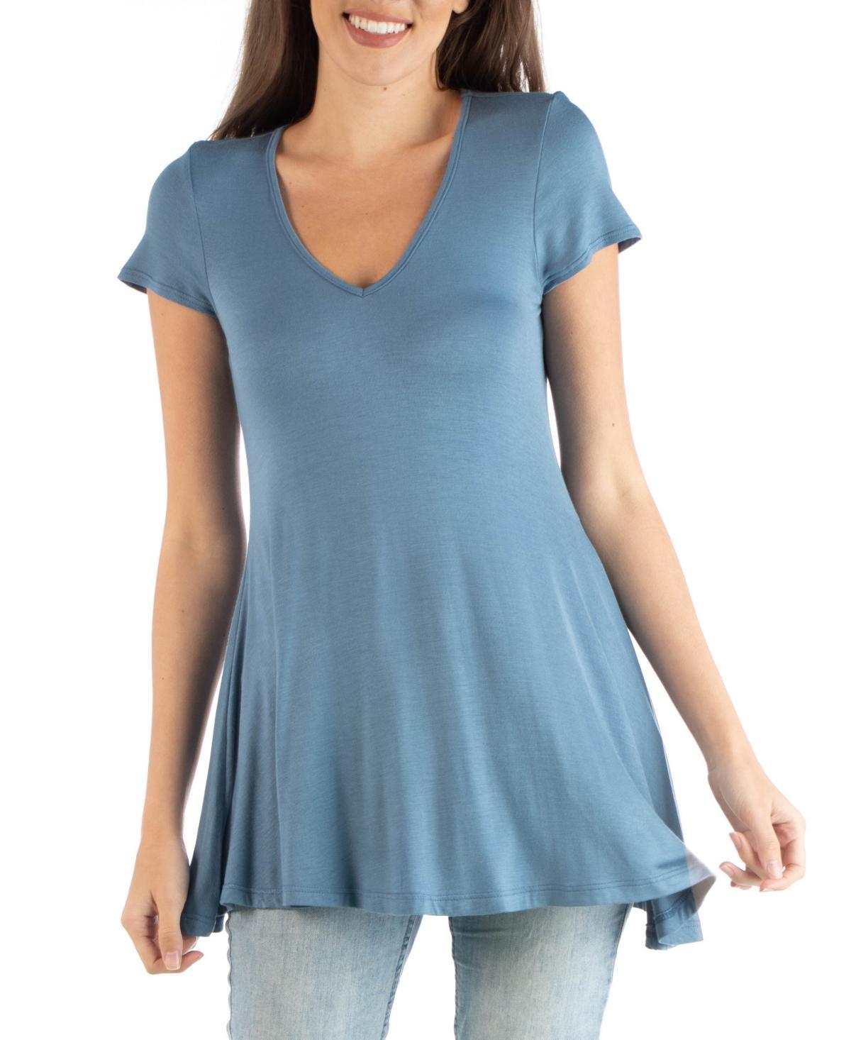 24seven Comfort Apparel Womens Short Sleeve Loose Fit Tunic Top Product Image